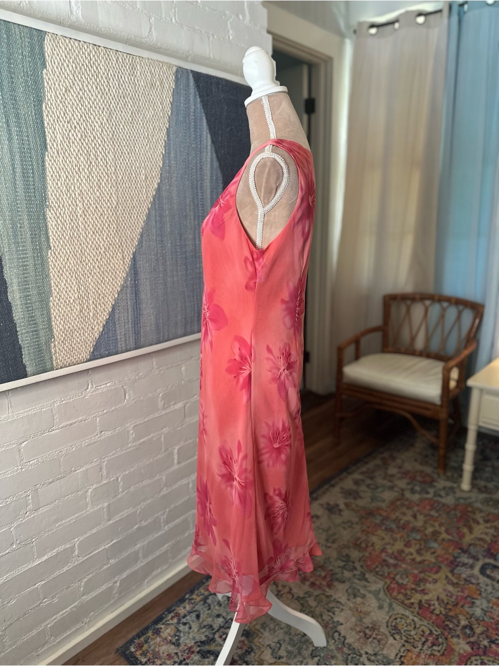 Studio 1 Pink Hibiscus 90s Style Sleeveless Dress - Picture 8 of 14